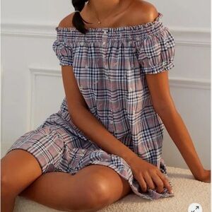 Anthropologie Navy and Red Plaid Dress nwt 1x